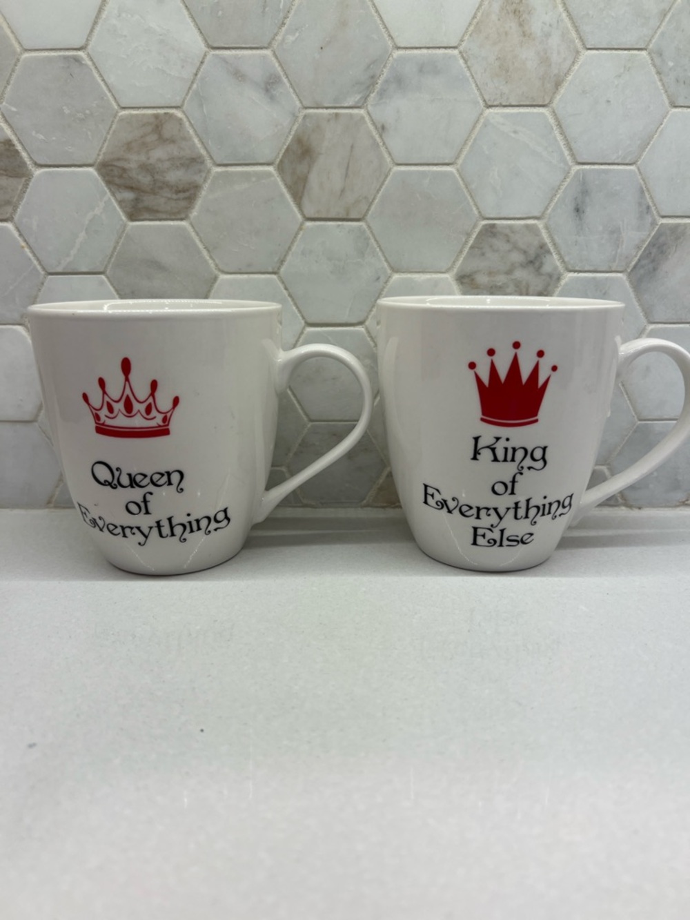 Pfaltzgraff Queen of Everything Mug King of Everything Else coffee cup set 16oz